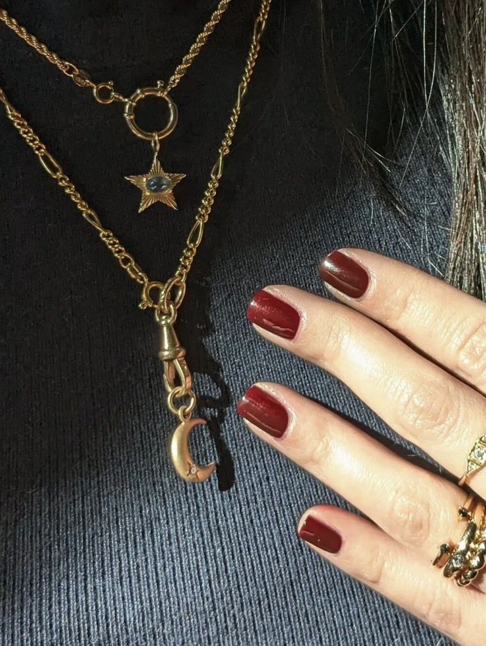 Gold Figaro Chain Necklace - Picture 7 of 8